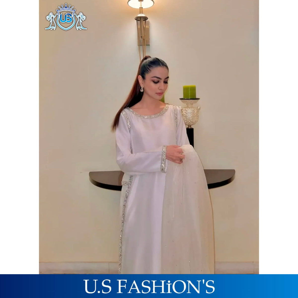 Hania Amir Eid Arrival Elegance 3pc dress with heavy sequence Lace work