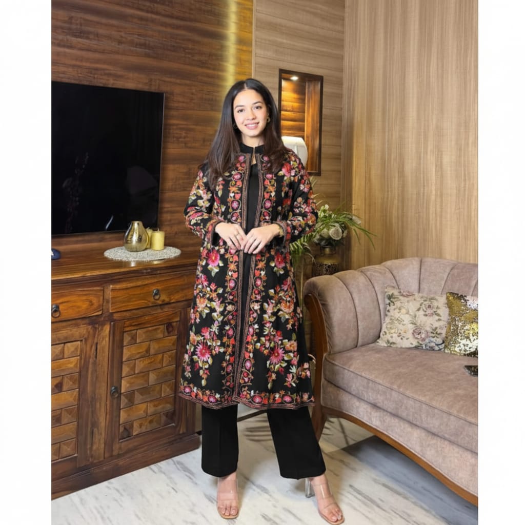 Front Full Heavy Embroidered Gown With Sleeveless Inner And Trouser 3Piece